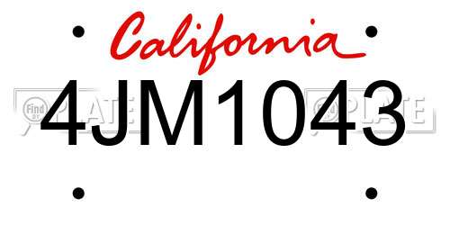 4JM1043 California License Plate