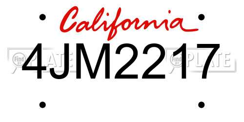 4JM2217 California License Plate