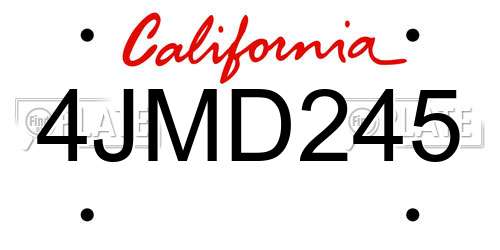 4JMD245 California License Plate