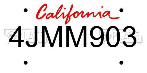 4JMM903 California License Plate