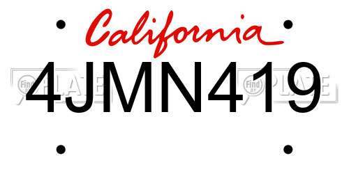 4JMN419 California License Plate