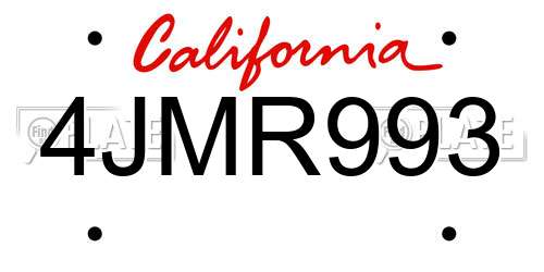 4JMR993 California License Plate
