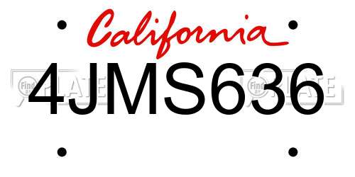 4JMS636 California License Plate