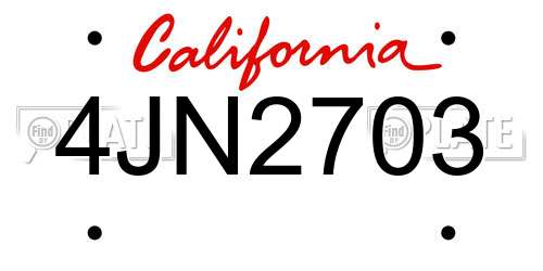 4JN2703 California License Plate