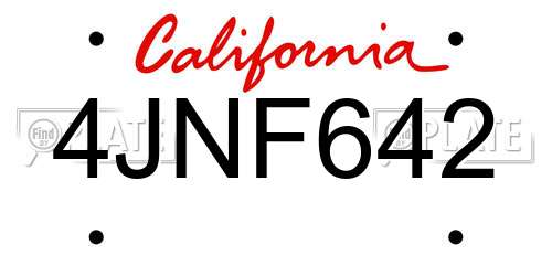4JNF642 California License Plate