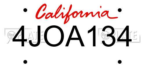 4JOA134 California License Plate