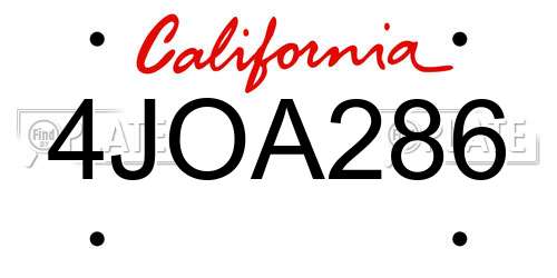 4JOA286 California License Plate