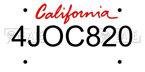 4JOC820 California License Plate