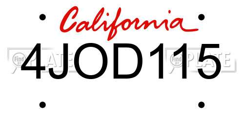4JOD115 California License Plate