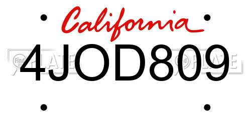 4JOD809 California License Plate