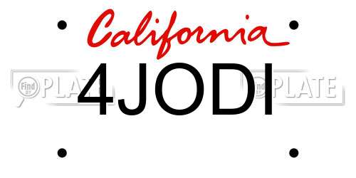 4JODI California License Plate