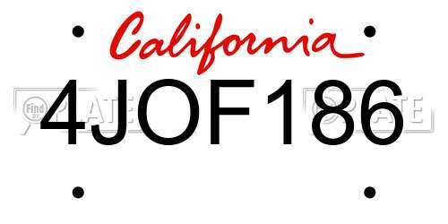 4JOF186 California License Plate