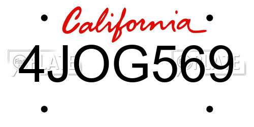 4JOG569 California License Plate
