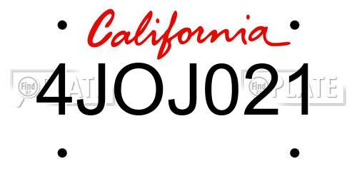 4JOJ021 California License Plate