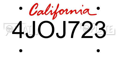 4JOJ723 California License Plate