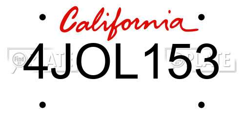 4JOL153 California License Plate