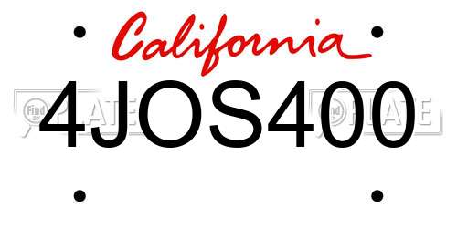 4JOS400 California License Plate