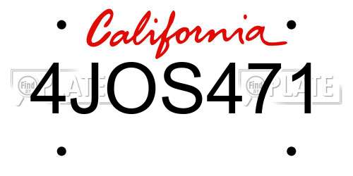 4JOS471 California License Plate
