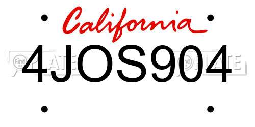 4JOS904 California License Plate