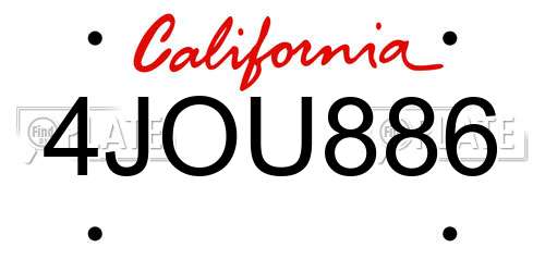 4JOU886 California License Plate