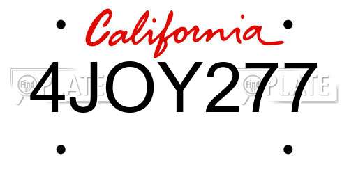4JOY277 California License Plate