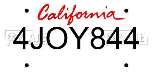 4JOY844 California License Plate