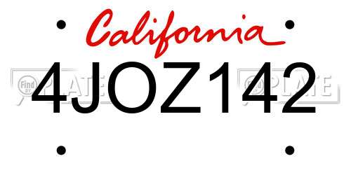 4JOZ142 California License Plate