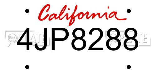 4JP8288 California License Plate