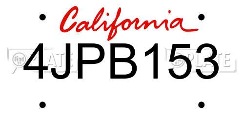 4JPB153 California License Plate