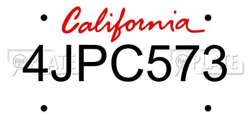 4JPC573 California License Plate