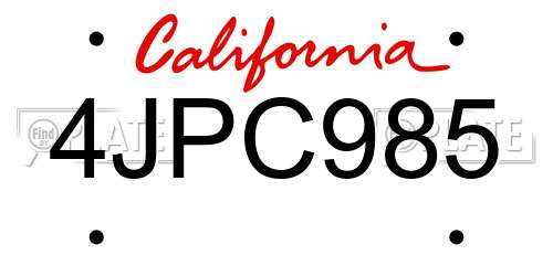 4JPC985 California License Plate