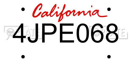 4JPE068 California License Plate