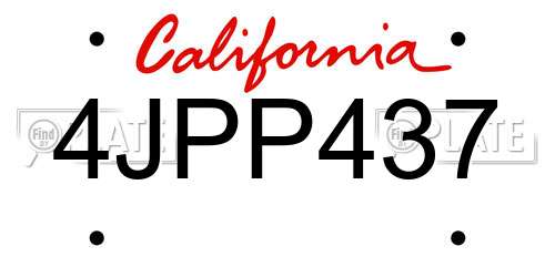 4JPP437 California License Plate