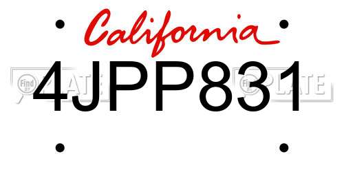 4JPP831 California License Plate