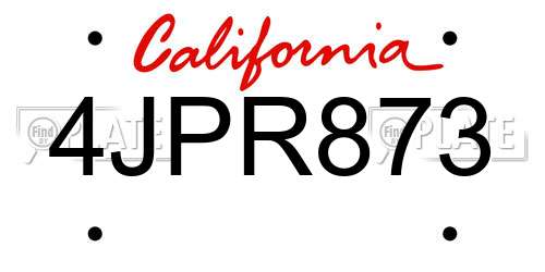 4JPR873 California License Plate