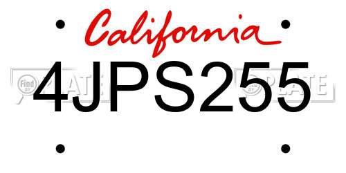 4JPS255 California License Plate