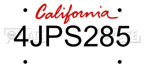 4JPS285 California License Plate