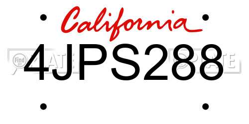4JPS288 California License Plate