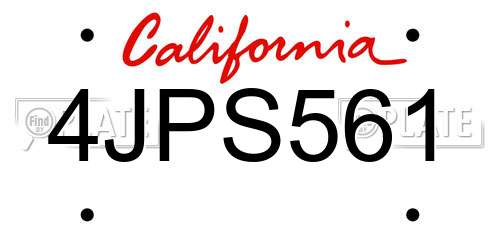 4JPS561 California License Plate
