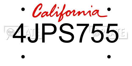 4JPS755 California License Plate