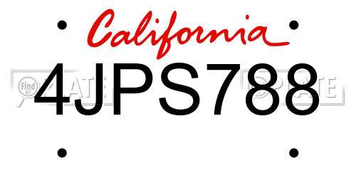 4JPS788 California License Plate