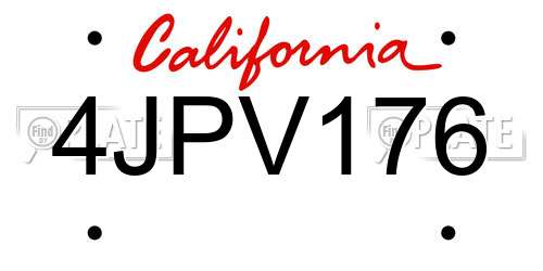 4JPV176 California License Plate
