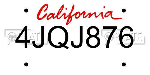 4JQJ876 California License Plate