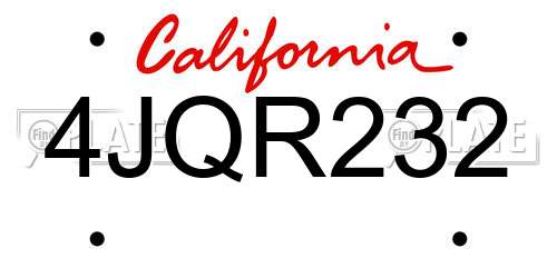 4JQR232 California License Plate