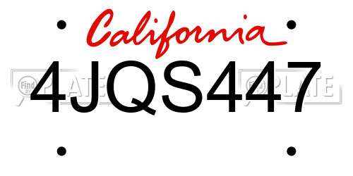 4JQS447 California License Plate