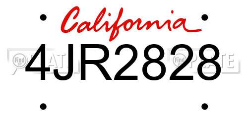 4JR2828 California License Plate