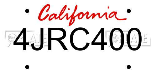4JRC400 California License Plate