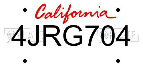 4JRG704 California License Plate