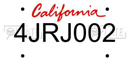 4JRJ002 California License Plate