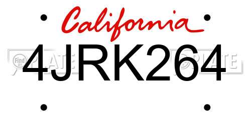 4JRK264 California License Plate